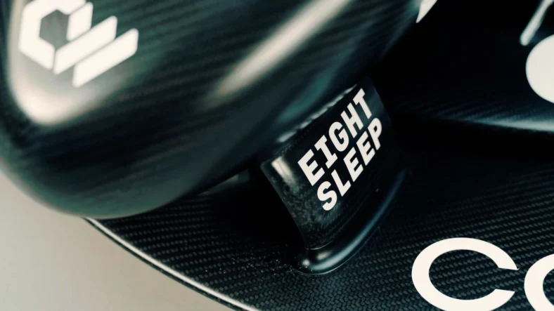 Eight Sleep logo on an Astin Martin F1 car