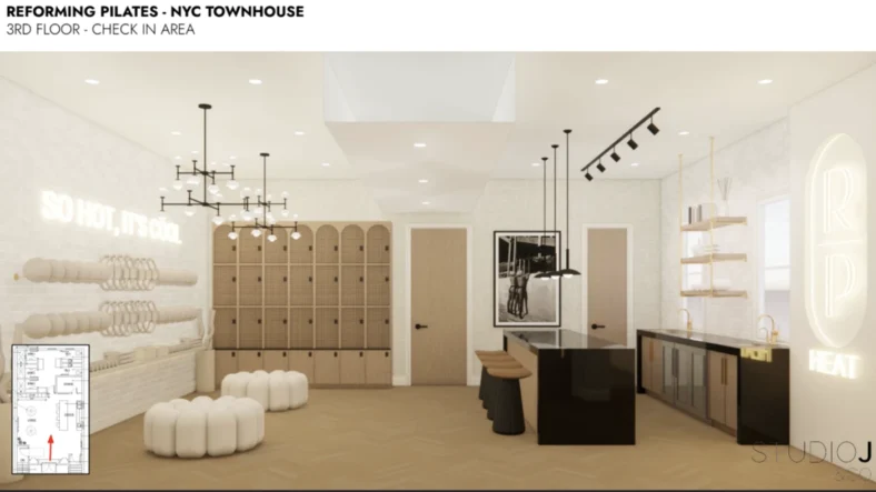 rendering of Reforming Pilates upcoming NYC studio