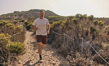 man runs on the beach wearing Sodo Athletic Lab clothes