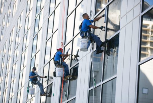 High rise building outer wall and window cleaning